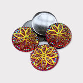 25mm Round Glitter Flower Resin Gem – Flat Back, Glue-On (Sold in Pairs)